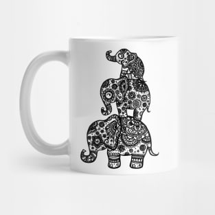 Elephant Family in Black Mug